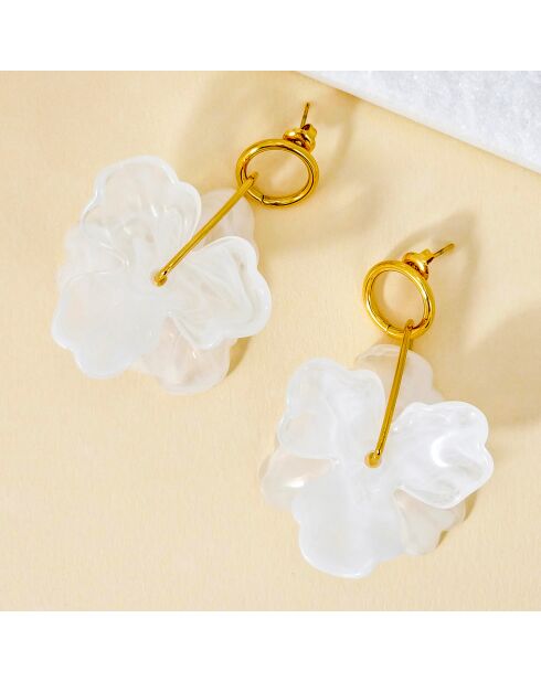 Petals Of Love goud/witte oorbellen