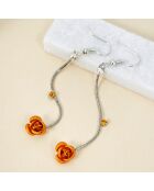 Boucles d'oreilles Flor argenté/jaune moutarde