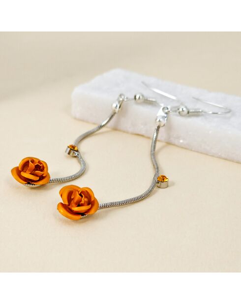 Boucles d'oreilles Flor argenté/jaune moutarde