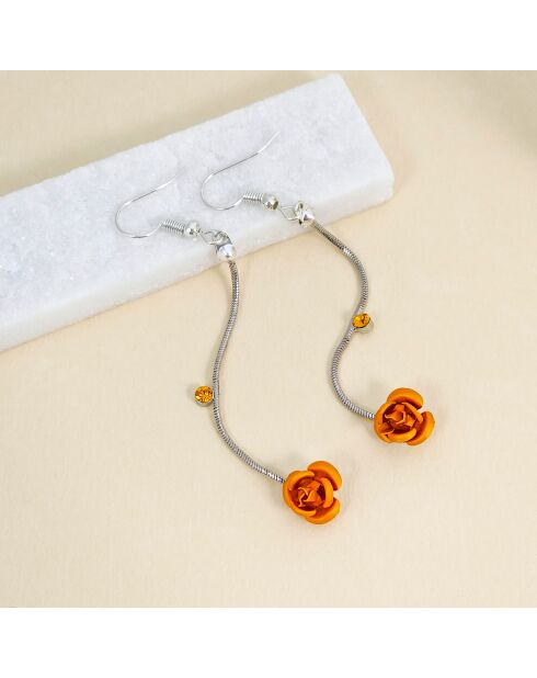 Boucles d'oreilles Flor argenté/jaune moutarde