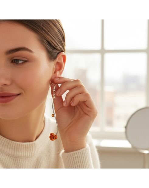 Boucles d'oreilles Flor argenté/jaune moutarde
