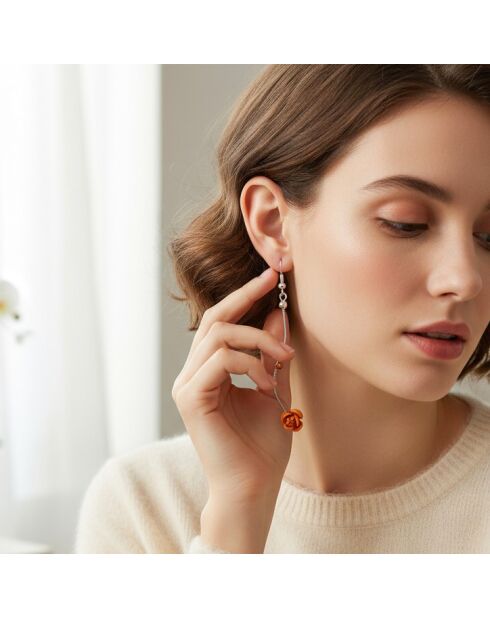 Boucles d'oreilles Flor argenté/jaune moutarde