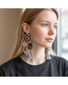Boucles d'oreilles Floruna argenté/marron