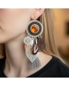 Boucles d'oreilles Floruna argenté/marron