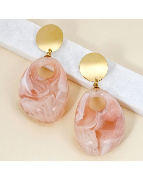 Boucles d'oreilles Rocane Steel doré/beige