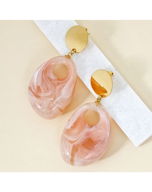 Boucles d'oreilles Rocane Steel doré/beige