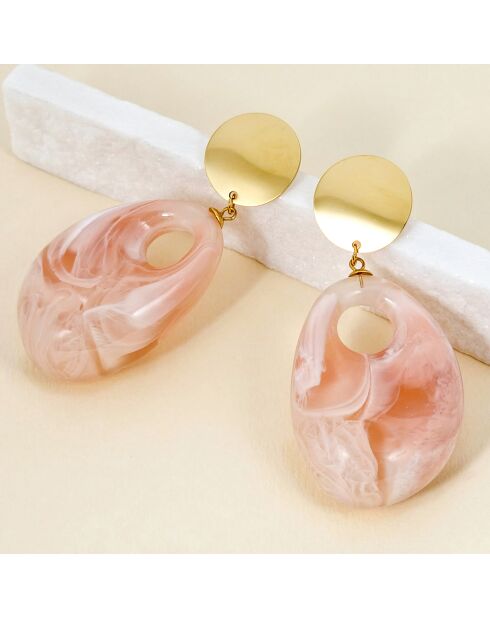 Boucles d'oreilles Rocane Steel doré/beige