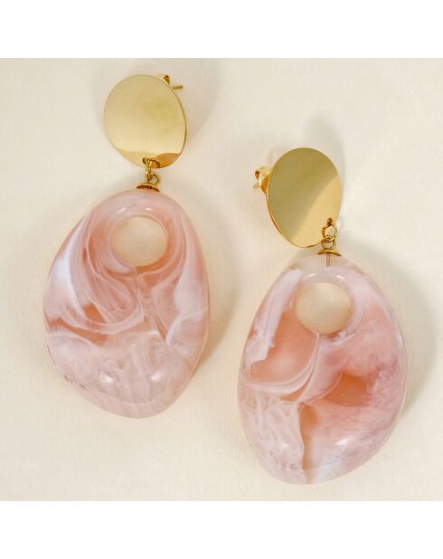 Boucles d'oreilles Rocane Steel doré/beige