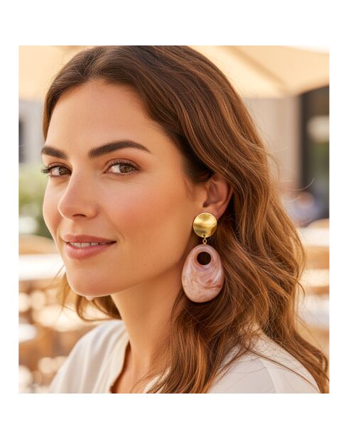 Boucles d'oreilles Rocane Steel doré/beige