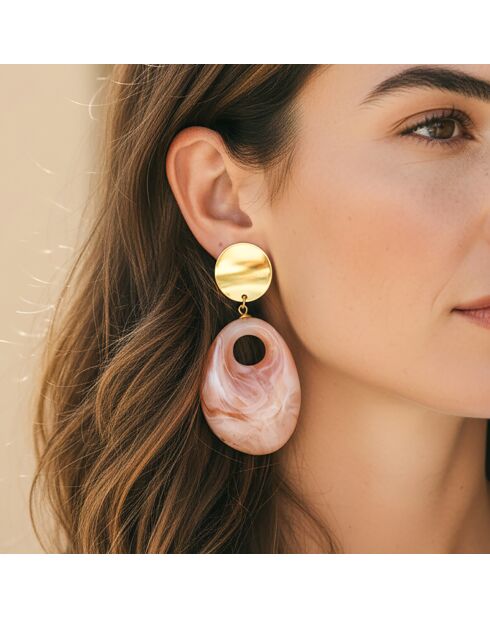 Boucles d'oreilles Rocane Steel doré/beige