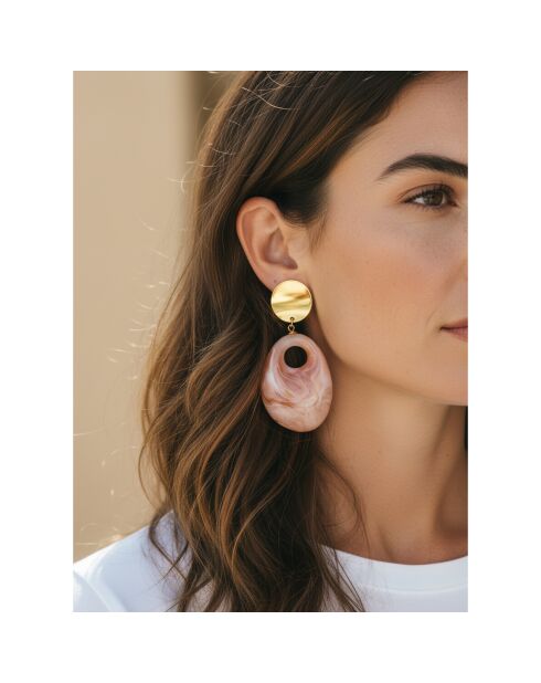 Boucles d'oreilles Rocane Steel doré/beige