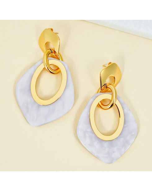 Gelina Steel goud/witte oorbellen