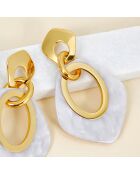 Gelina Steel goud/witte oorbellen