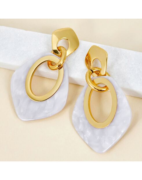 Gelina Steel goud/witte oorbellen