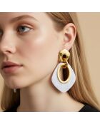 Gelina Steel goud/witte oorbellen