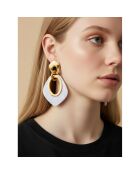 Gelina Steel goud/witte oorbellen