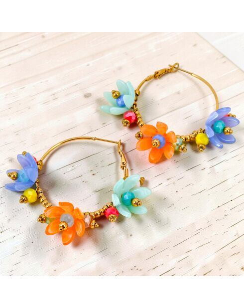 Boucles d'oreilles Mount Flowers Steel doré/multicolore