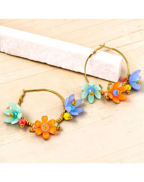 Boucles d'oreilles Mount Flowers Steel doré/multicolore