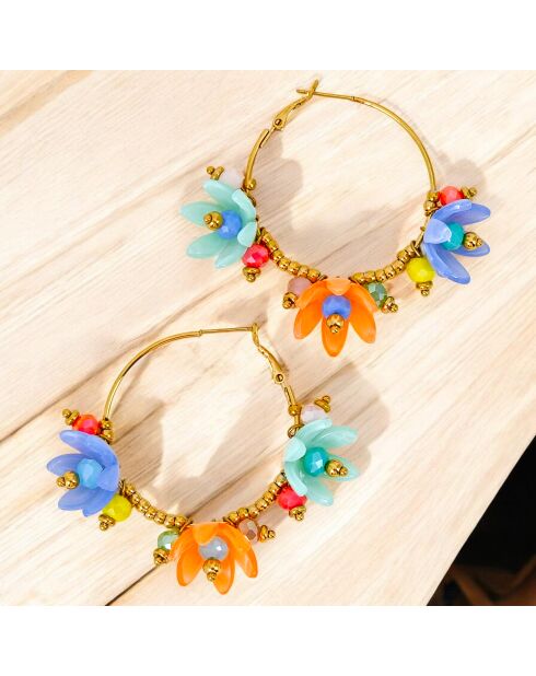 Boucles d'oreilles Mount Flowers Steel doré/multicolore