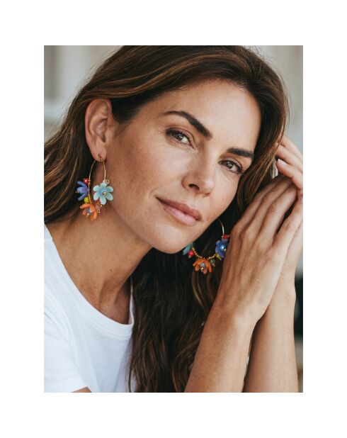 Boucles d'oreilles Mount Flowers Steel doré/multicolore