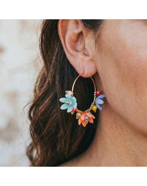 Boucles d'oreilles Mount Flowers Steel doré/multicolore
