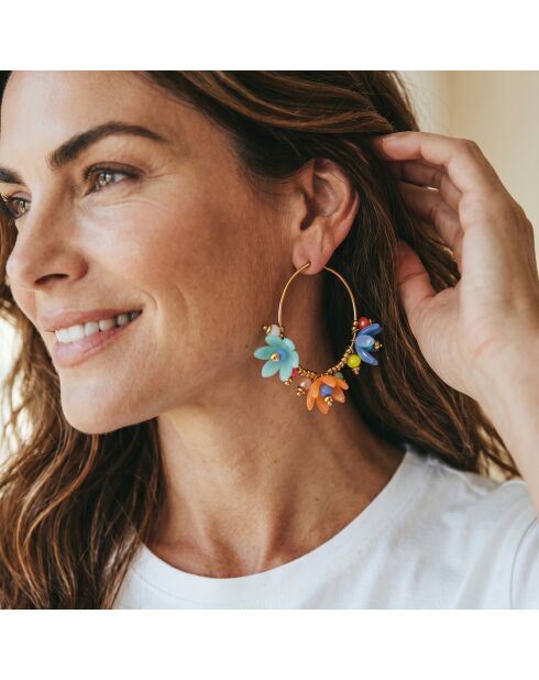 Boucles d'oreilles Mount Flowers Steel doré/multicolore