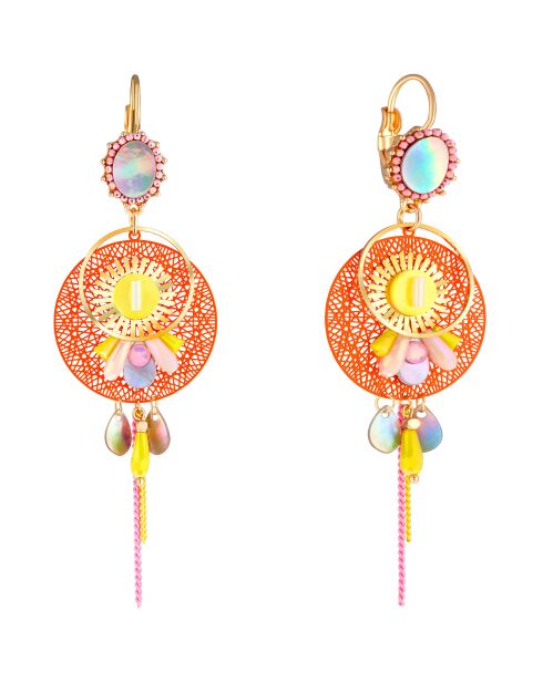 Boucles d'oreilles Linda doré/orange