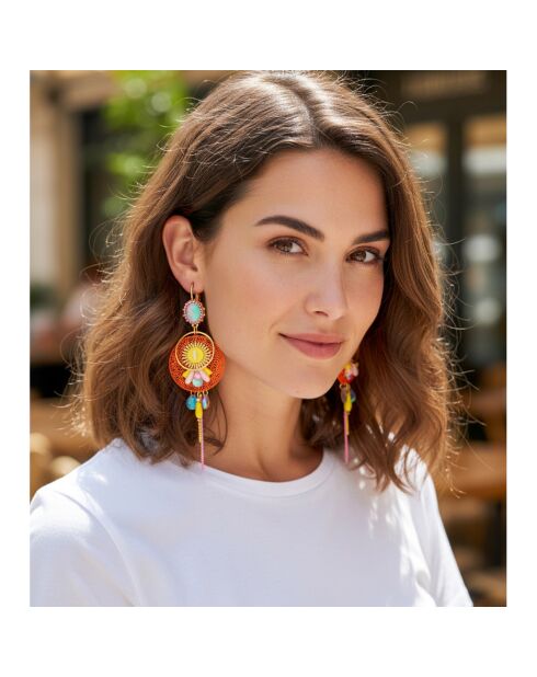Boucles d'oreilles Linda doré/orange