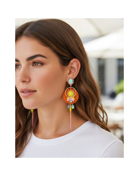 Boucles d'oreilles Linda doré/orange