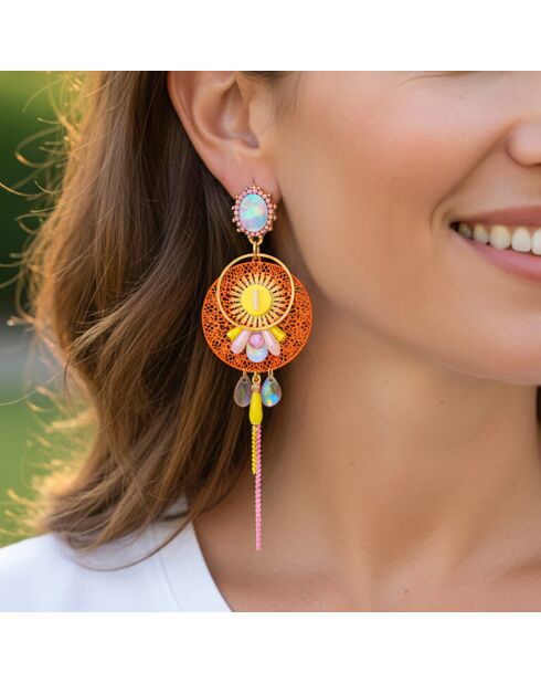 Boucles d'oreilles Linda doré/orange