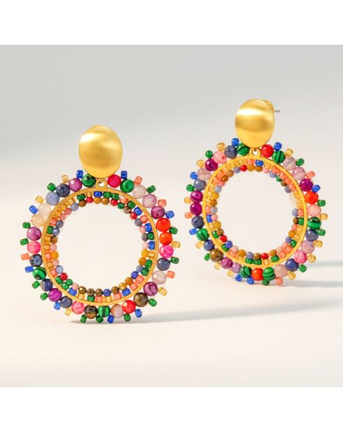Boucles d'oreilles Stone River Valley Steel doré/multicolore