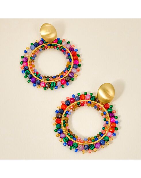 Boucles d'oreilles Stone River Valley Steel doré/multicolore