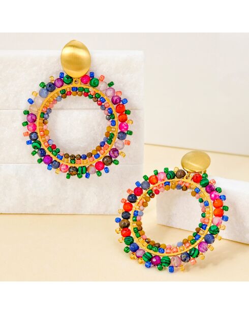 Boucles d'oreilles Stone River Valley Steel doré/multicolore