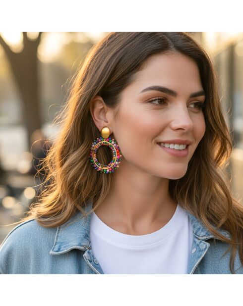 Boucles d'oreilles Stone River Valley Steel doré/multicolore
