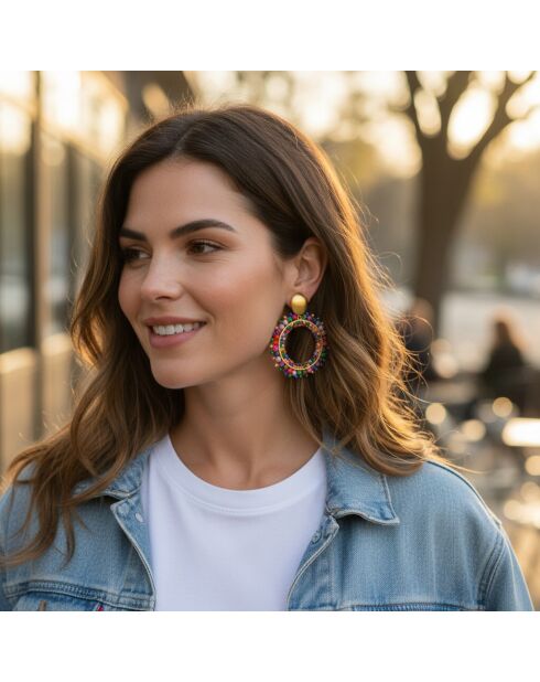 Boucles d'oreilles Stone River Valley Steel doré/multicolore