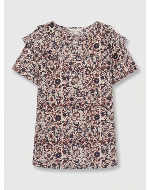 Bedruckte Bluse Lubna mitternachtsblau/rot