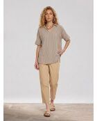 Blouse Brésil à rayures kaki/beige