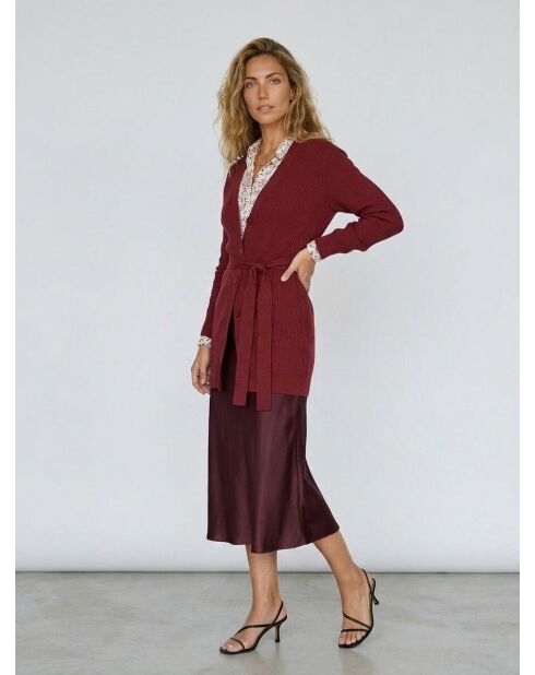 Gilet Fernand in maglia a coste elasticizzata bordeaux