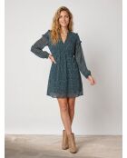 Odette tannengrünes bedrucktes Kleid