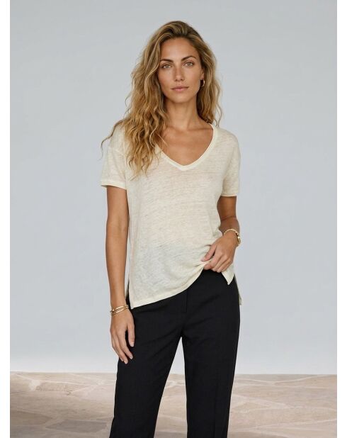 Cremefarbenes Lorelai T-Shirt aus 100% Leinen