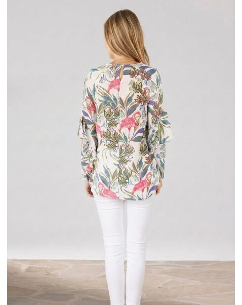 Blusa Goelette bianca con stampa vegetale