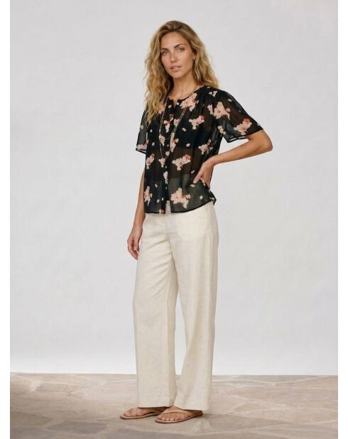 Bluse mit V-Ausschnitt im Pflaumendesign