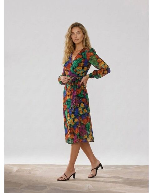 Arina veelkleurige jurk met bloemen