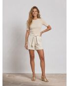 Mercy ecrufarbene Tweedshorts