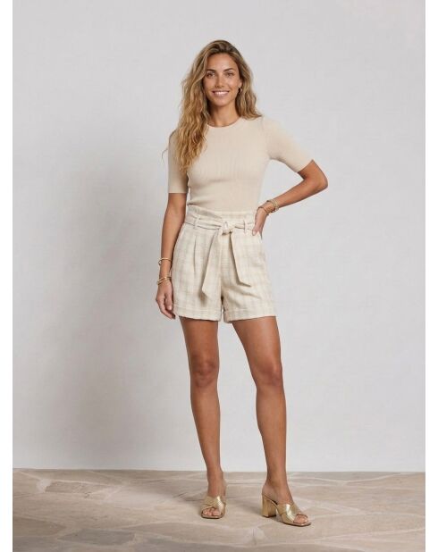 Pantaloncini Mercy in tweed ecru