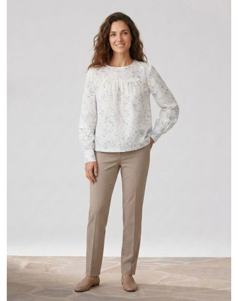 Blouse print sirène blanc/bleu