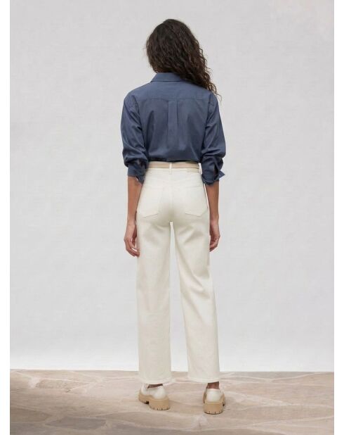 Jean taille haute Wideleg blanc