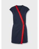 Robe col croisé marine/rouge