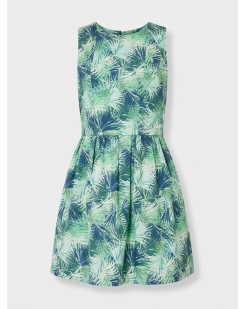 Bedrucktes Kleid Ebene in Marineblau/Grün