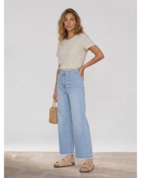 Hellblaue 7/8-Jeans mit hoher Taille
